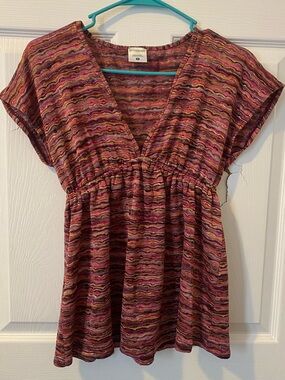Women’s Pink Multi-Stripe V-Neck maternity Tunic Top